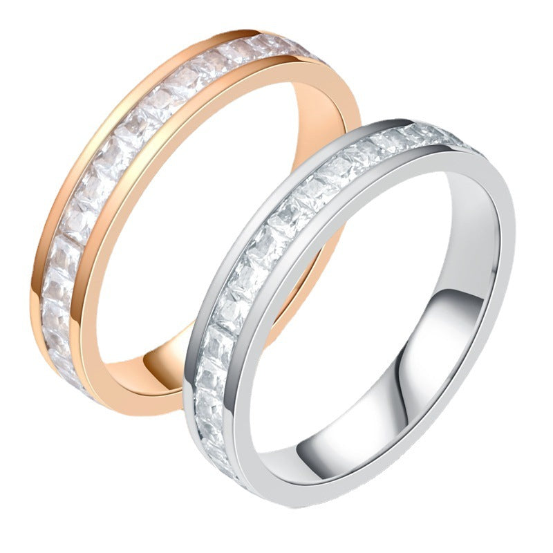 Anillos de diamantes de imitación de moda para mujer Anillo de acero inoxidable