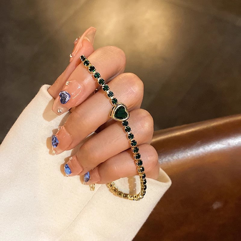 Joyería de moda, pulsera geométrica cuadrada de circonia, pulsera elegante de corazón, moda coreana, lujo ligero para celebridades de internet