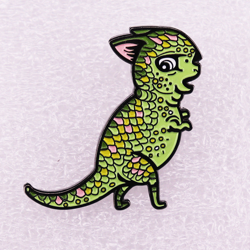 Pin Broche de esqueleto de dinosaurio, accesorios de insignia verde