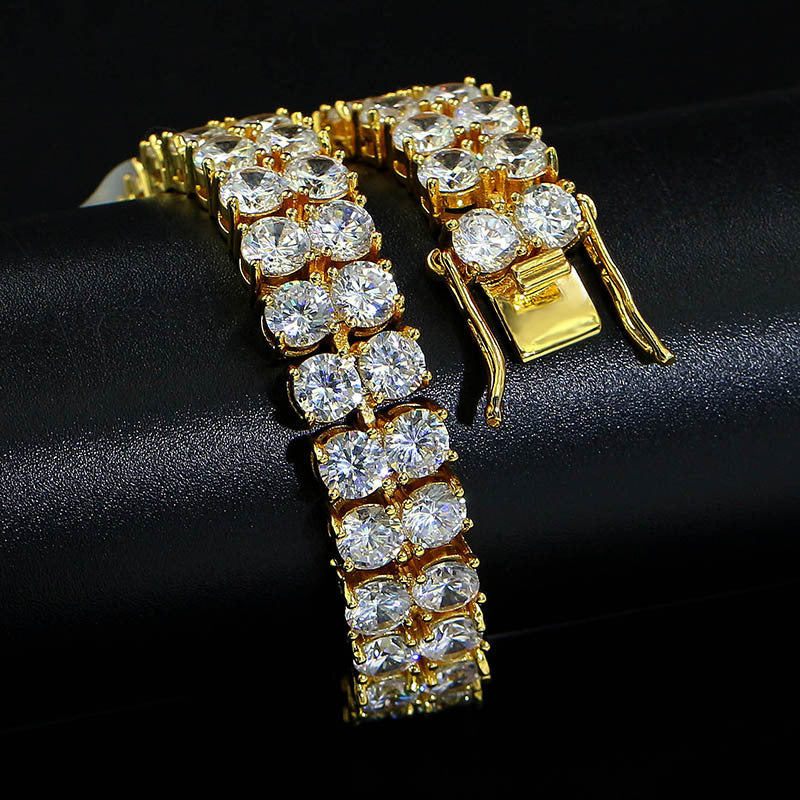 Pulsera de hombre de doble fila con circonitas microincrustadas
