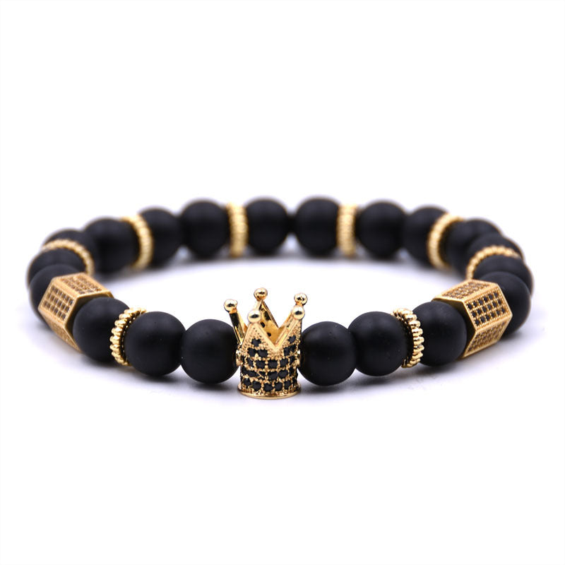 Naturstein Mikro-Krone eingelegtes Kupferarmband weiß Zirkon Armband Perlen Armband Schmuck Handel Stromlieferanten Beschaffung