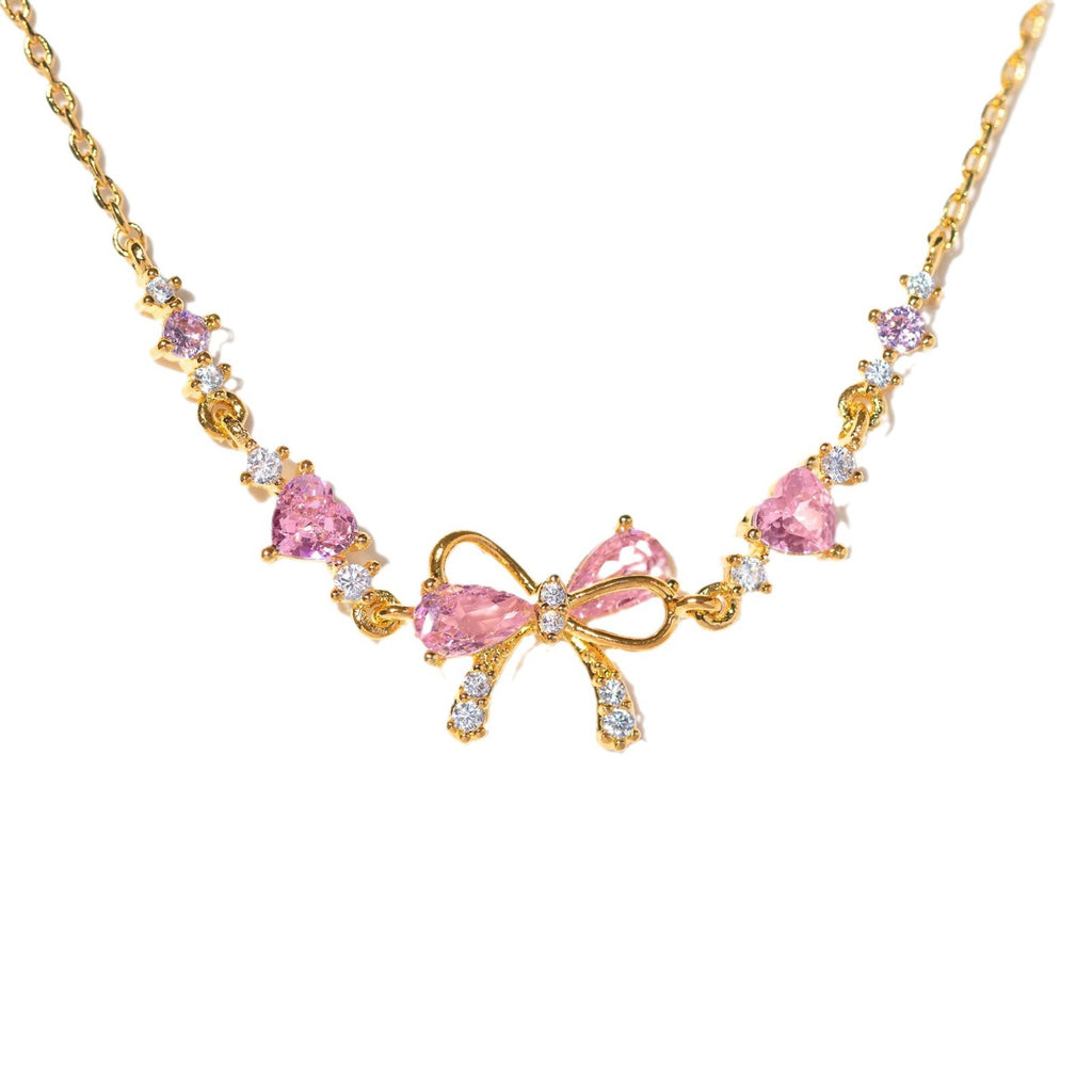 Pulsera de cadena con diamantes de imitación de corazón de lazo dulce Y2K Ins para el Día de San Valentín