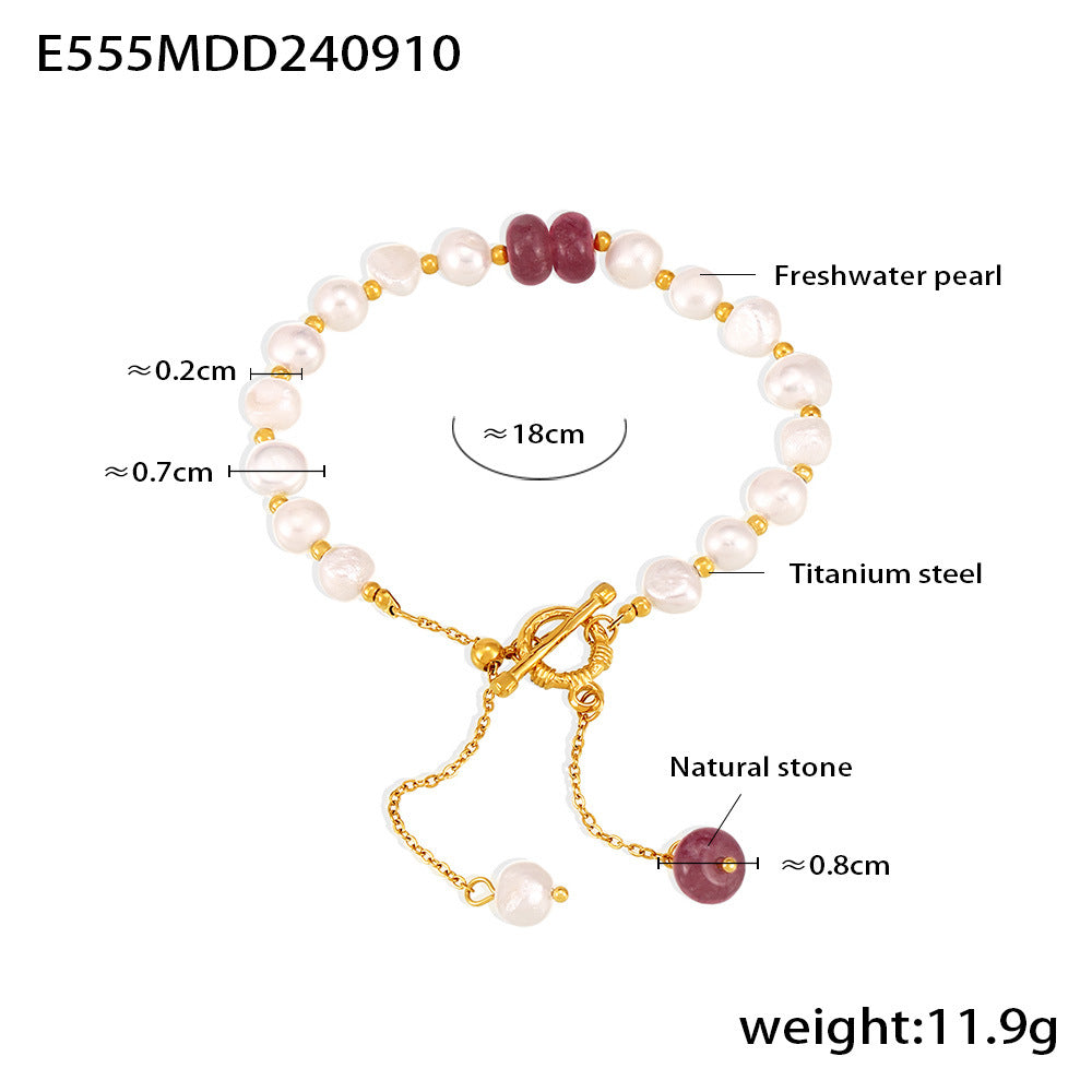 Pulsera de perlas de agua dulce para mujer, estilo versátil para el día a día