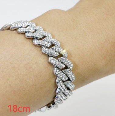 Kubanische Kette Diamantarmband 14mm Diamant Vollbesetzt