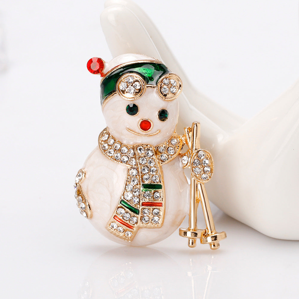 Broche de muñeco de nieve navideño de dibujos animados de moda
