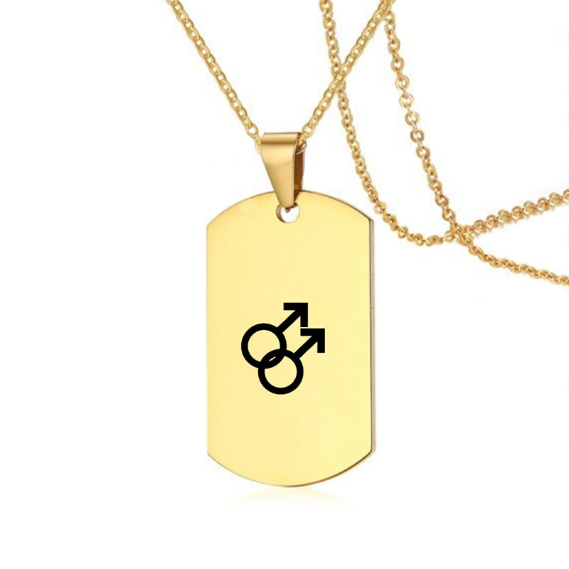 Edelstahl LGBT ID Halskette Schmuck Gravieren Gay Lesbian Transgender Symbol Hundemarken Halsketten für Männer Frauen