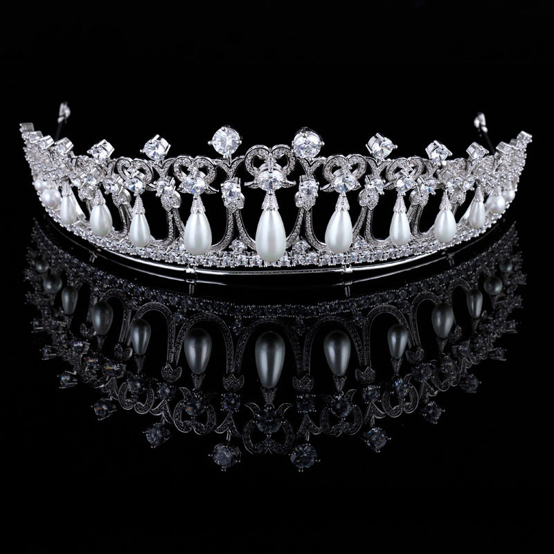 Haarschmuck Braut Hochzeit Zirkon Krone Perlen Tränen Hochzeit Tiara