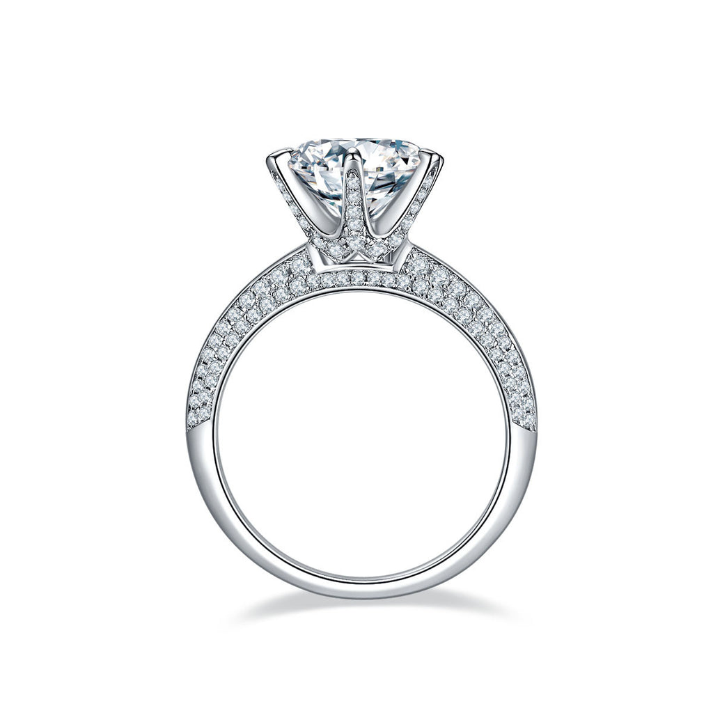 Anillo de moissanita con baño de oro blanco y plata S925 para mujer