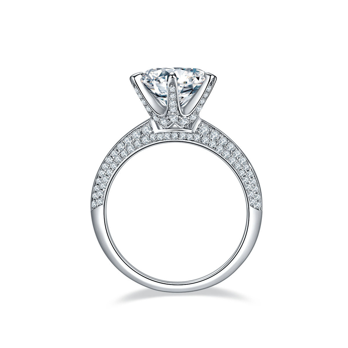 Anillo de moissanita con baño de oro blanco y plata S925 para mujer