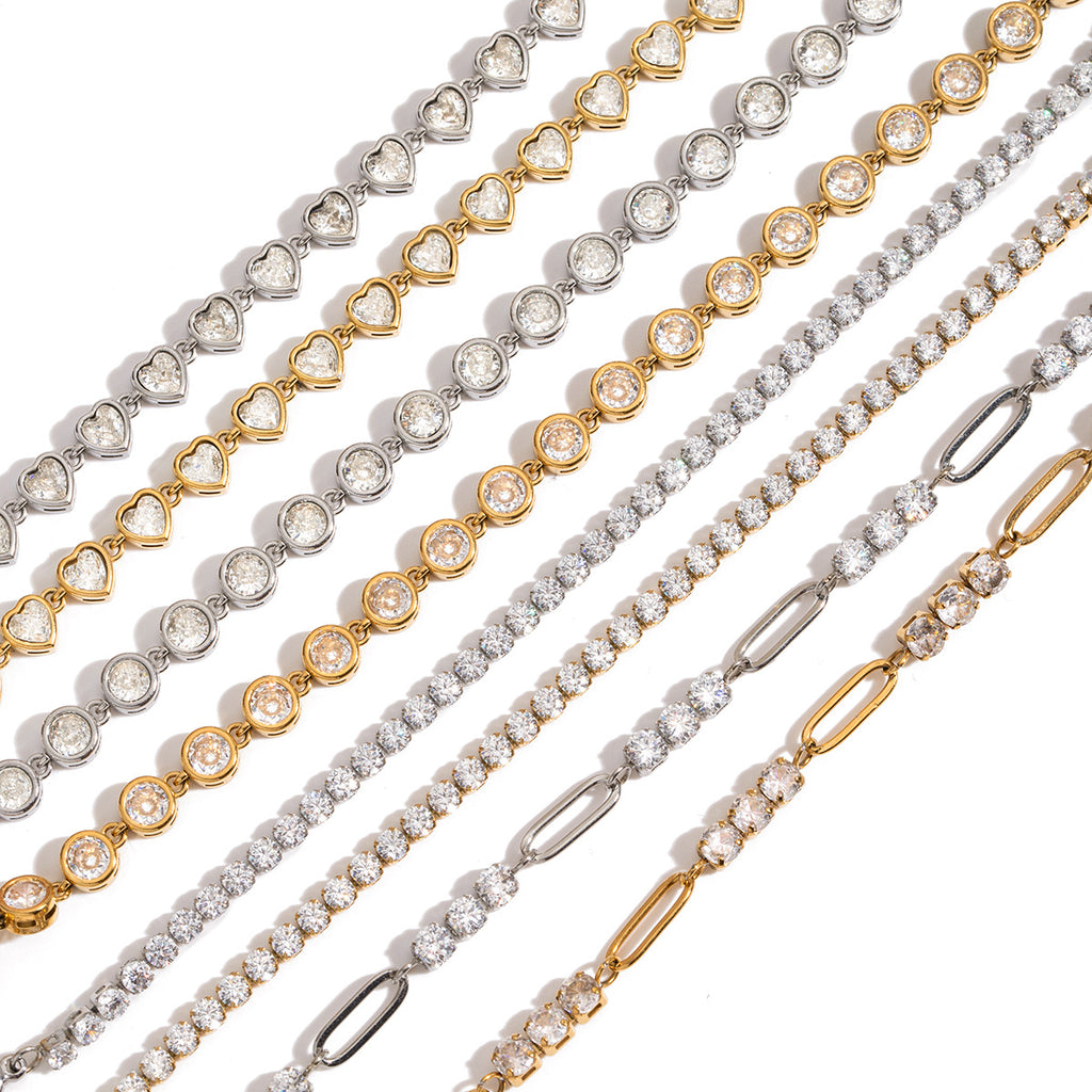 Stainless Steel Zircon Bracelet With A Light-luxury, High-end Feel