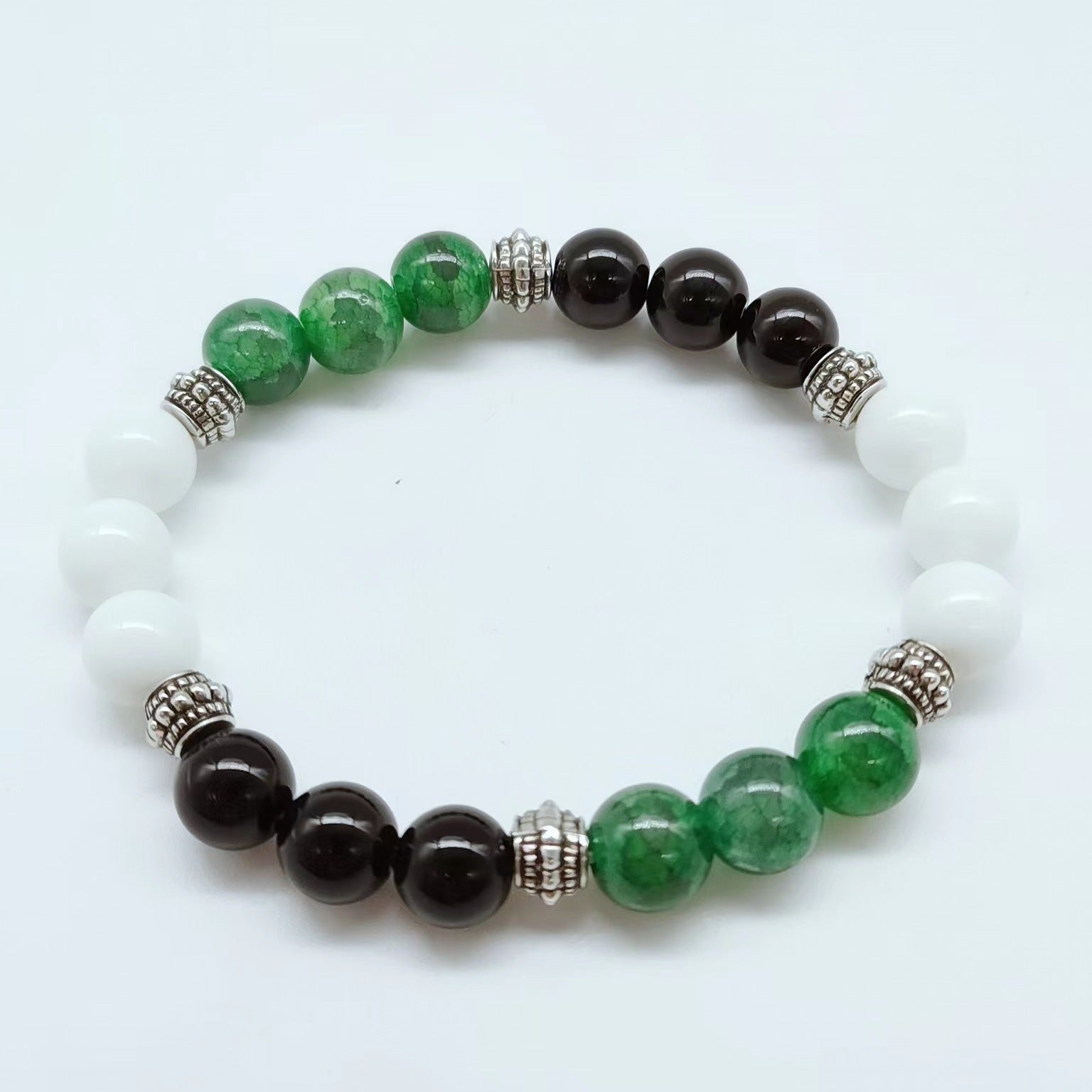 Pulsera de aleación con ojo de tigre de cristal negro
