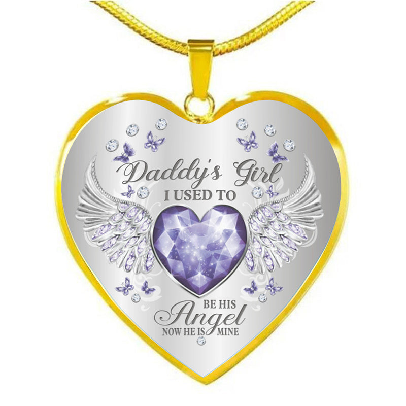 Collar de epoxy con colgante de corazón y alas de ángel con piedra de nacimiento de 12 colores
