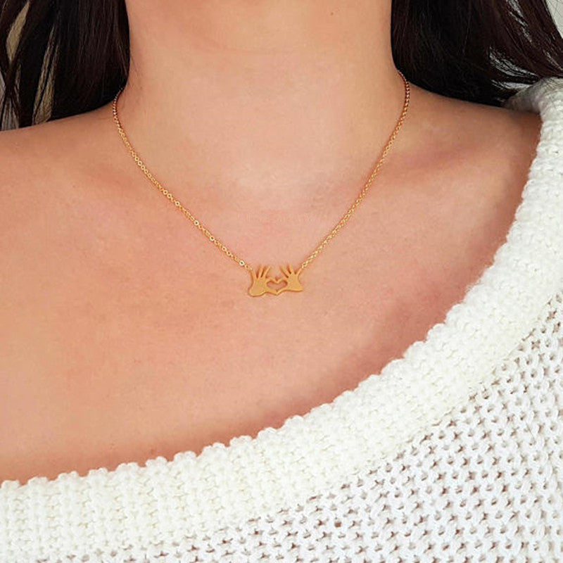 Corazón, corazón, collar, cadena de clavícula