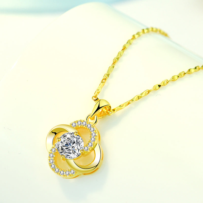 Halskette 925 Sterling Silber Plattiert 18k Roségold Halskette Damen Kleeblatt Schlüsselbeinkette Für Freundin Geburtstag Valentinstagsgeschenk