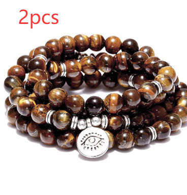 Amazon Stone Tiger Eye Stone Bracelet Necklace 108 Buddha Beads Lotus Bracelet