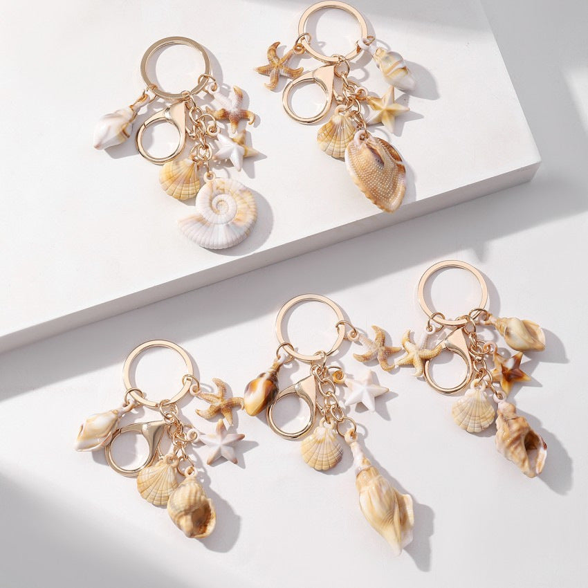 Simulation Shell Conch Starfish Five-pointed Star Pendant Keychain