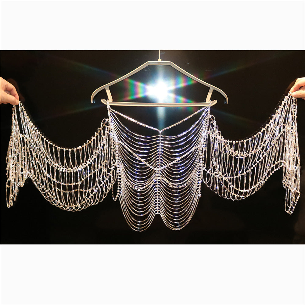 Cadena Corporal de diamantes de imitación multicapa brillante para discoteca