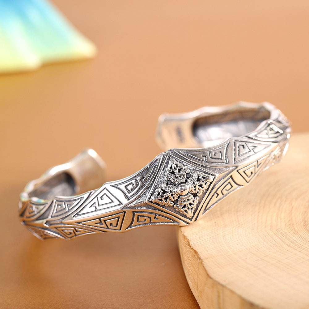 Pulsera Retro Vajra para hombre, pulsera Punk de plata, de personalidad
