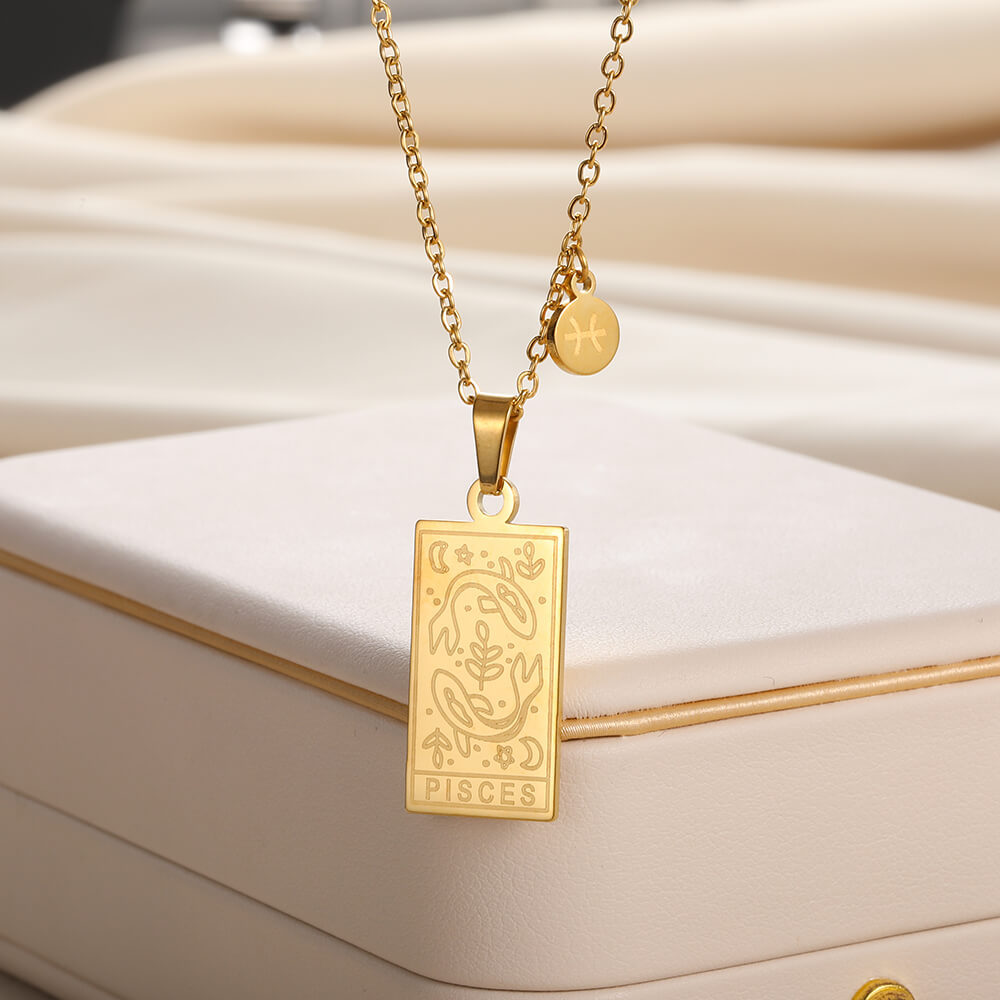 Stainless Steel Constellation Square Constellation Tag Scorpio Couple Necklace