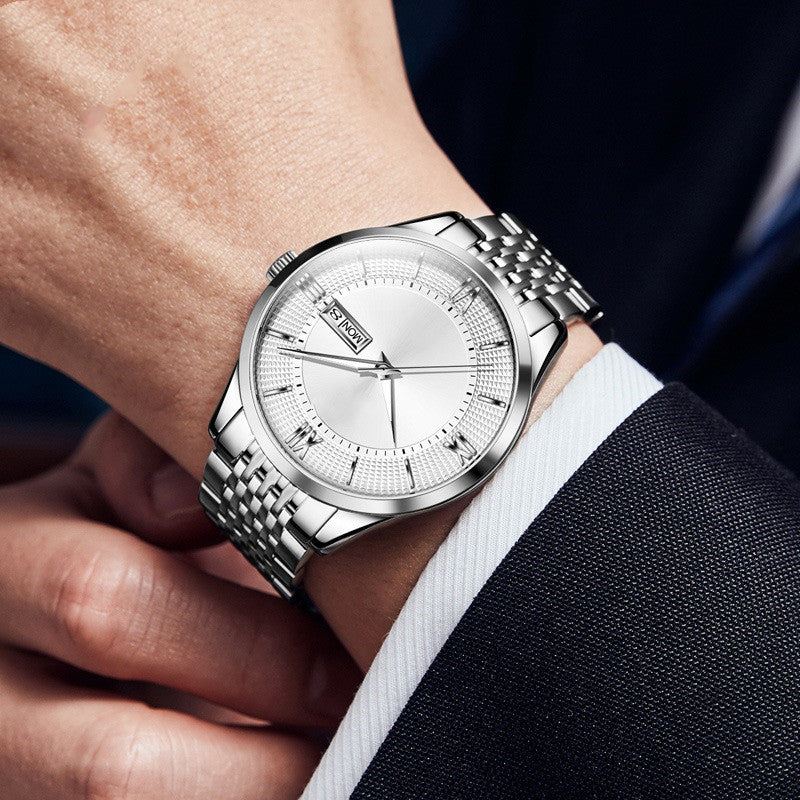 Reloj mecánico automático impermeable con doble calendario para hombre