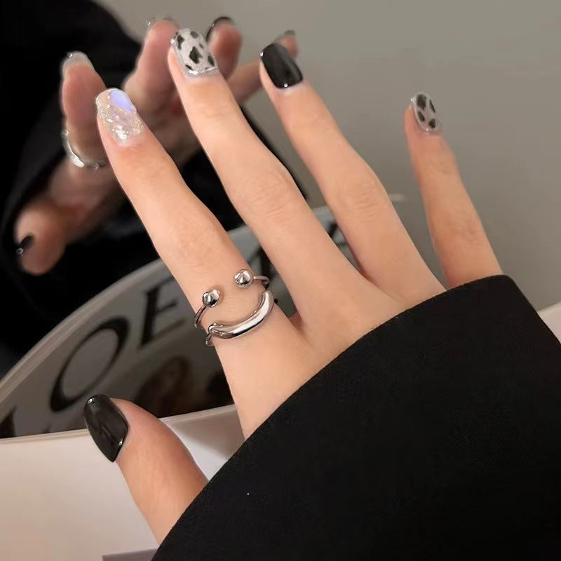 Modeschmuck Einfacher Öffnungsring Smiley-Gesicht Offene Ringe für Frauen Mädchen Süßes Happy Face Verstellbar