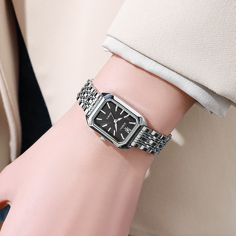 Reloj de mujer con correa de acero cuadrada, sencillo y a la moda