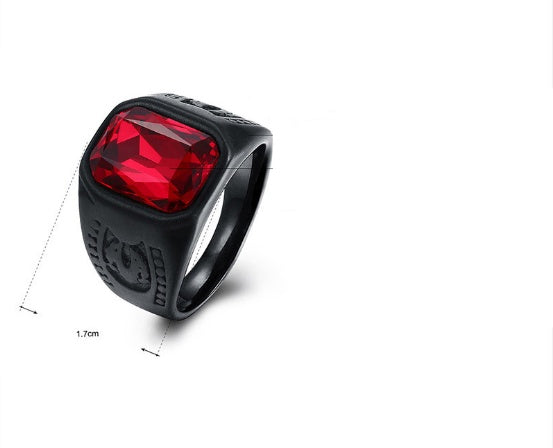 Anillo negro de piedra roja vintage para hombres y mujeres, estilo gótico punk, joyería para dedo masculino, regalo al por mayor