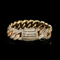 Hip Hop 15mm20mm Halskette Miami Schnalle Kubanische Kette Echt Vergoldet Armband