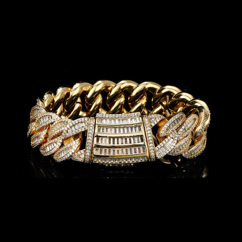 Hip Hop 15mm20mm Halskette Miami Schnalle Kubanische Kette Echt Vergoldet Armband