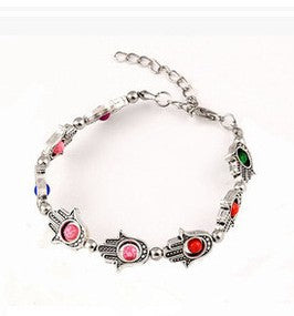 Pulsera elegante y versátil de metal con abalorios de palma bohemia