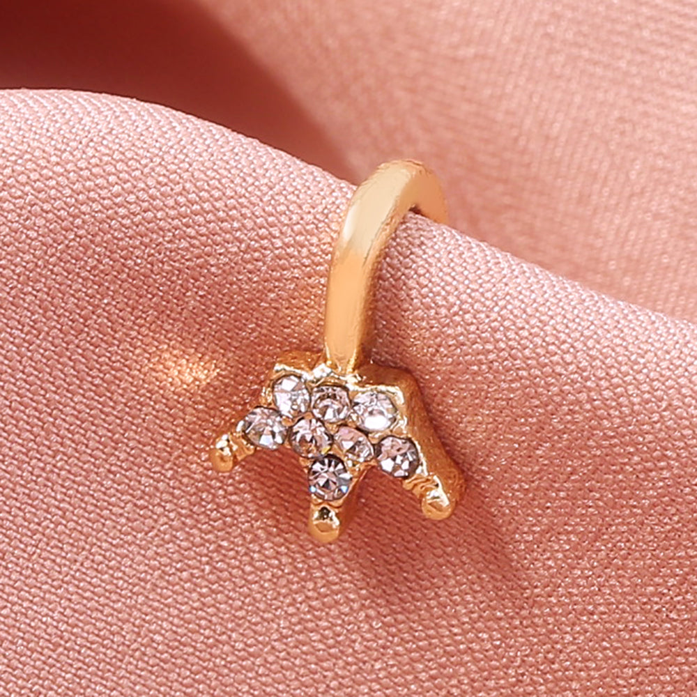 Anillo de nariz de diamantes de imitación dorados, anillo de nariz de diamantes de imitación de mini corona, clip de nariz de corona de perforación