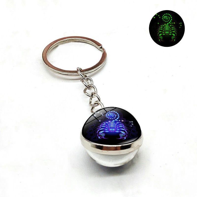 Zodiac Luminous Glass Ball Key Chain