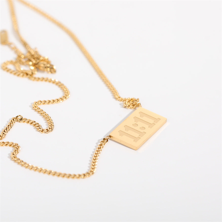 Simple Titanium Steel Square Digital Clavicle Chain