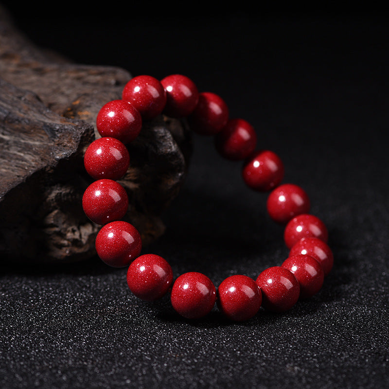 Purple Gold Sand Five-way Fortune Natural Cinnabar Bracelet