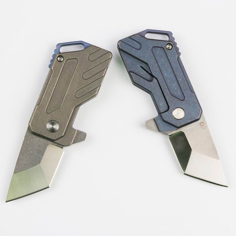Mini cuchillo de bolsillo de titanio Tank Cuchillo de camping EDC Llavero