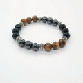 Pulsera de aleación con ojo de tigre de cristal negro