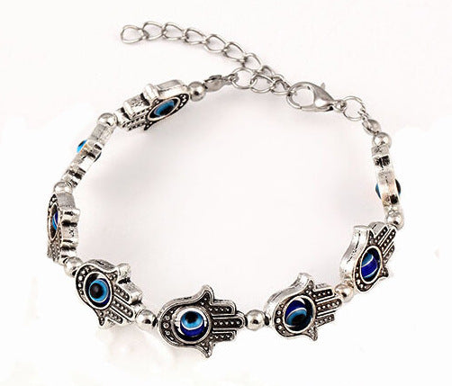 Pulsera elegante y versátil de metal con abalorios de palma bohemia