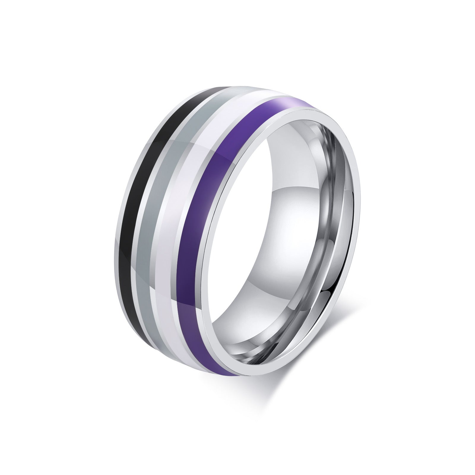 Anillo de color 8mm de hombre, mismo color de bandera, joyería de comercio exterior al por mayor, color arcoíris