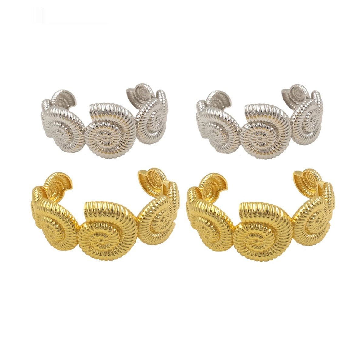 Novel And Unique Snail Shell Shape 18K Gold Plated Brass Silver Open-ended Bracelet