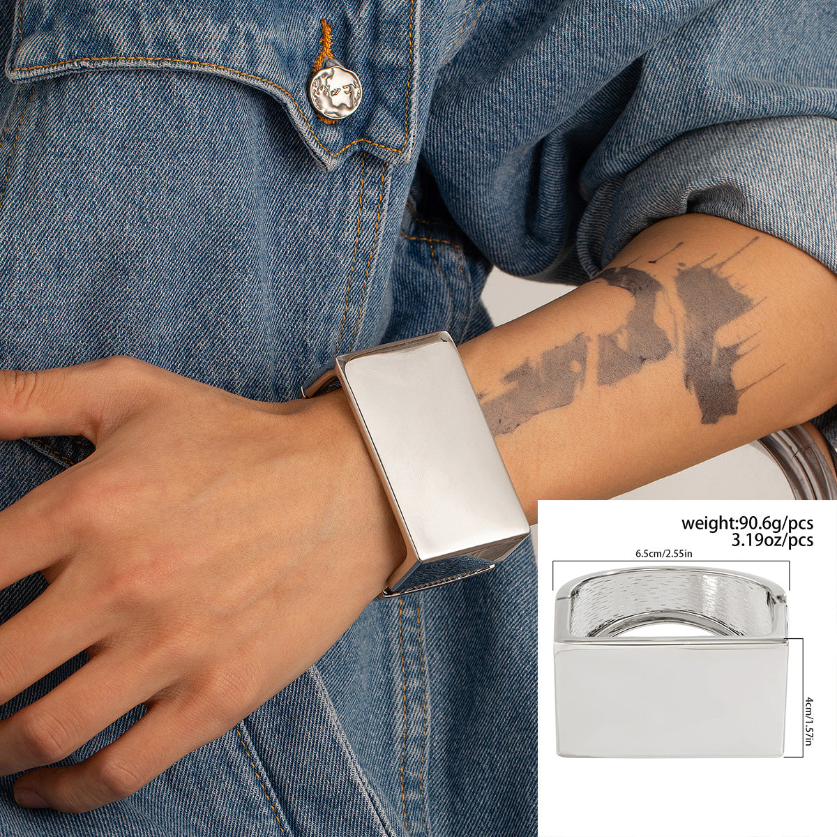 Metal Bracelet Men's Hip Hop Fashion Personality Bright Opening Irregular