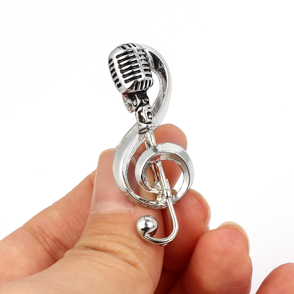 Retro Mikrofon Musikbrosche
