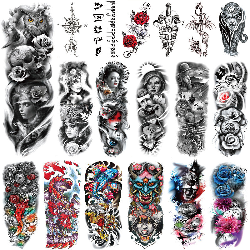 Pegatina de tatuaje impermeable de brazo completo