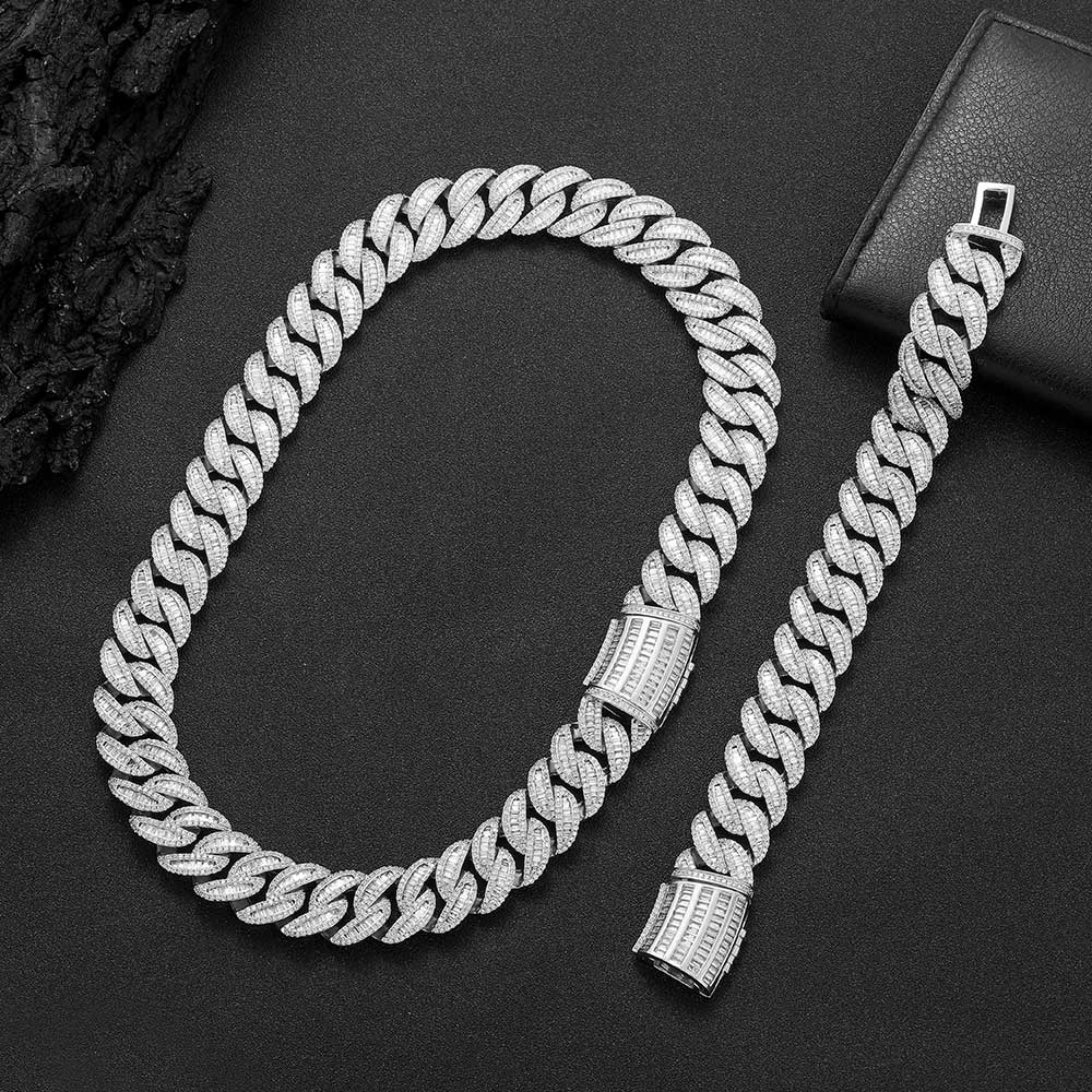Hip Hop 15mm20mm Halskette Miami Schnalle Kubanische Kette Echt Vergoldet Armband
