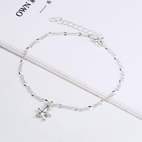 Tobillera de personalidad de plata, para la playa o yoga, con colgante de estrella de mar