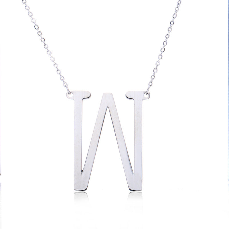 Fabuloso collar con colgante de letra inicial de acero inoxidable chapado en oro rosa
