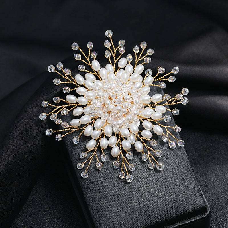 Broche de perlas de lujo con temperamento para mujer