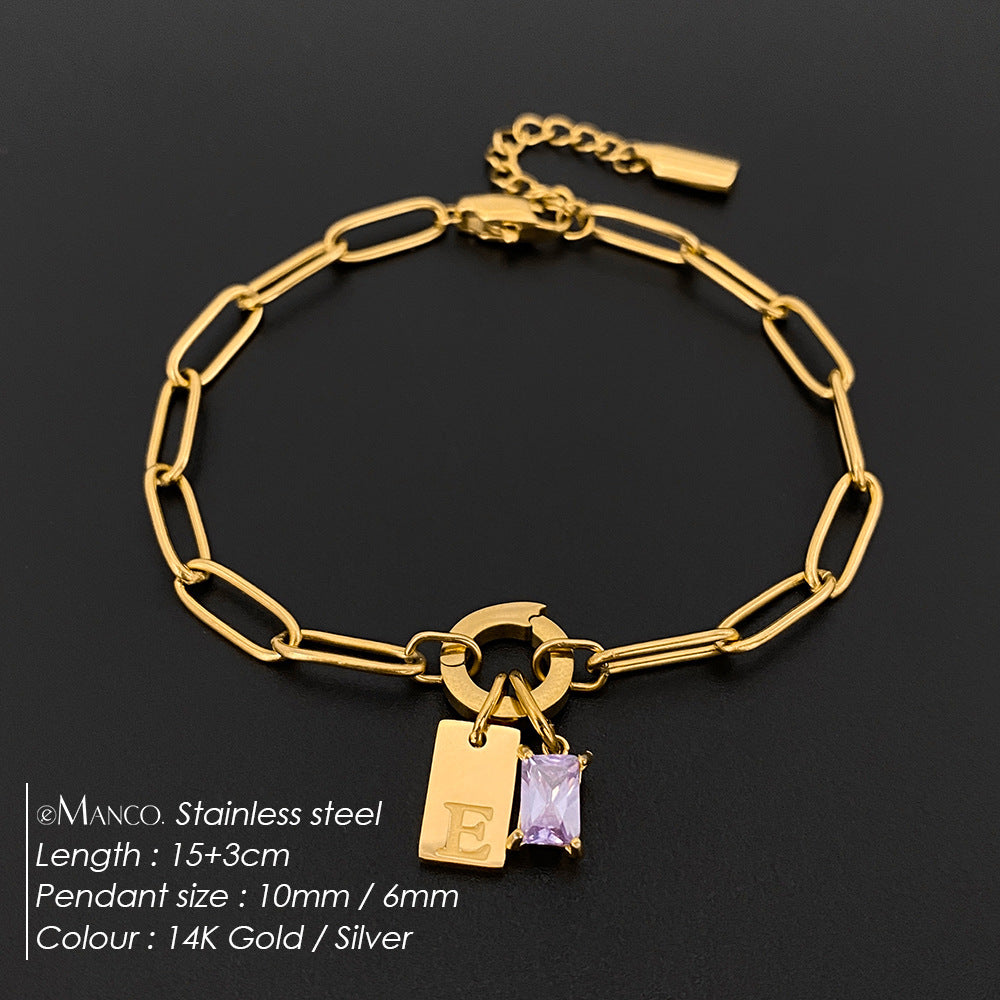Womens Fashionable Rhinestone Letter Combination Bracelet Jewelry