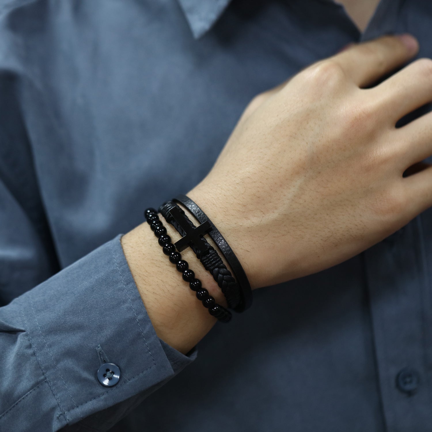 Fashion Handmade Braided Bracelet Vintage Cross Bracelet