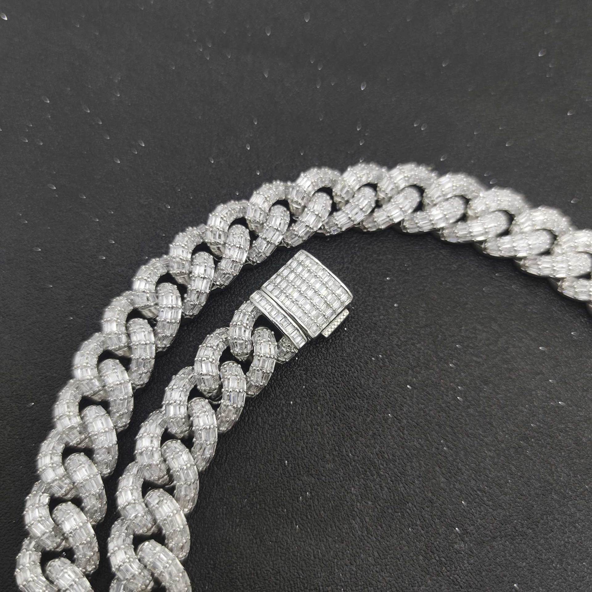 Hip Hop 15mm Dreireihige T-Square Cuban Kette Echt Vergoldet