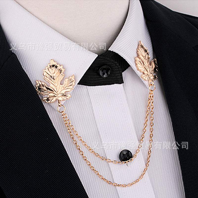 Men's Vintage Chain Fringe Maple Leaf Brooch
